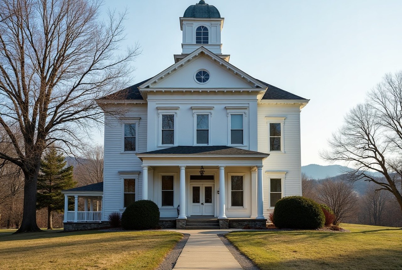 County courthouse exterior, rural Pennsylvania