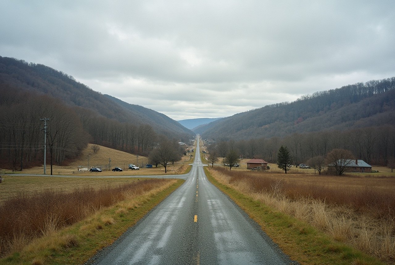 Rural Pennsylvania landscape with visible lack of infrastructure