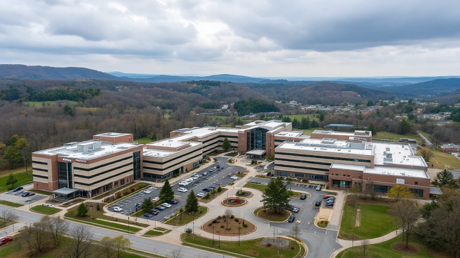 Aerial or exterior editorial photo of Penn Presbyterian Medical Center campus