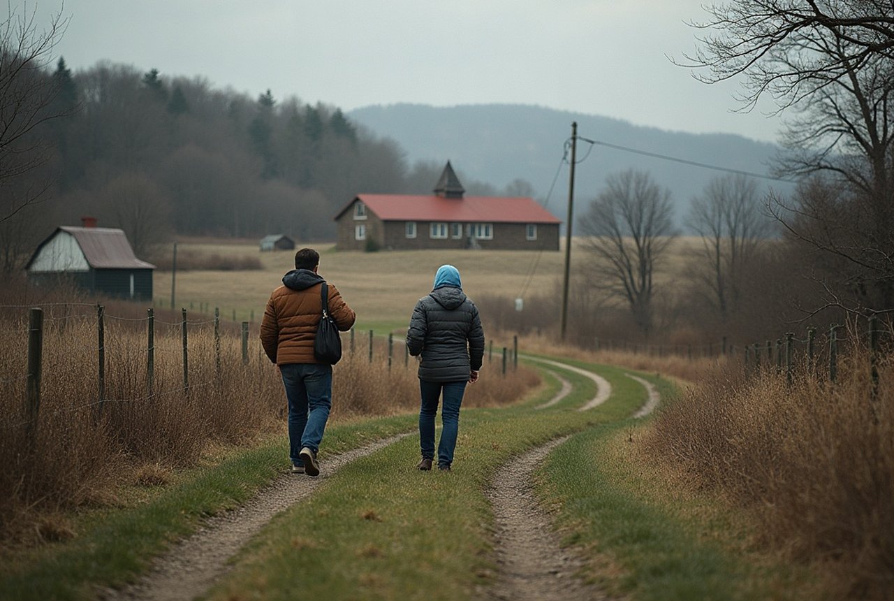 Editorial photo of a rural Pennsylvania landscape or farmworkers (no identifiable individuals)