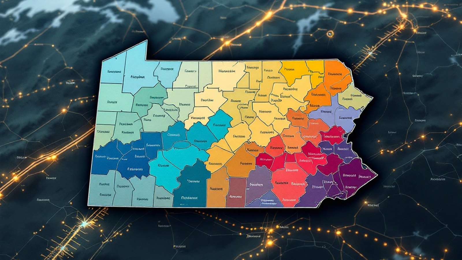 Pennsylvania county map with gradient shading suggesting subsidy variation