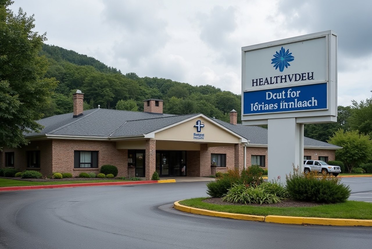 Exterior of a Pennsylvania community hospital, non-identifying signage